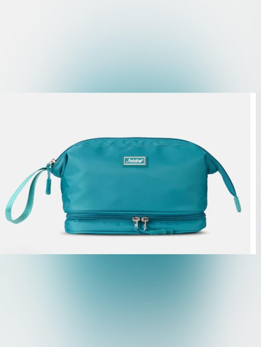The Foldie Teal Toiletry  Bag with Zip Organizer